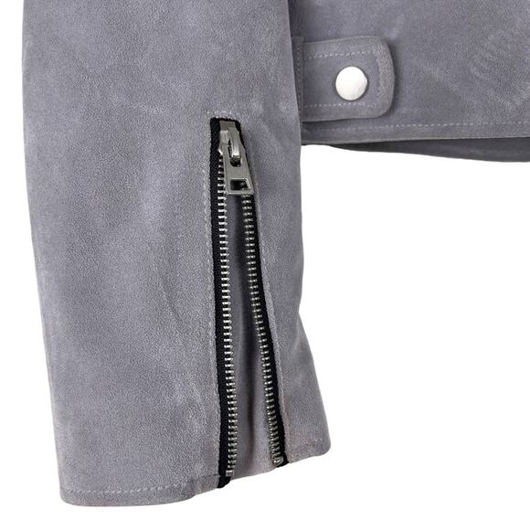 ASOS Urbancode London Suede Moto Biker Jacket in Gray Size UK 14 US 10 - Picture 6 of 16